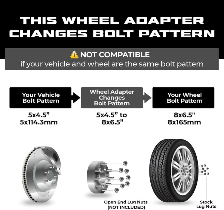 Wheel Adapter 5x4.5 To 8x6.5 Thickness 1" (Pair)
