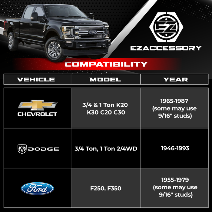 Wheel Adapter 8 Lug 6.5" To 8 Lug 6.5" (Pair) 1/2" Stud