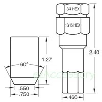 Chrome Acorn Tuner Lug Nuts 14x1.5 with Key