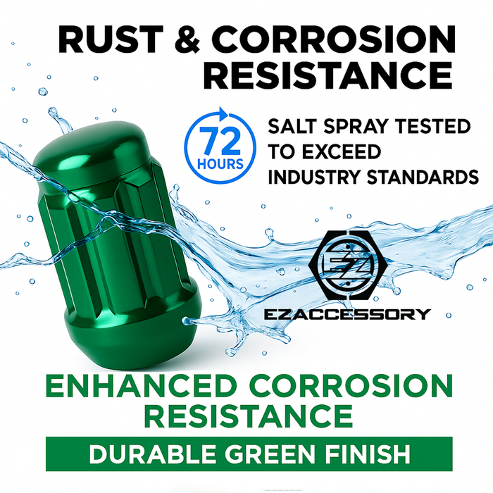 Spline Drive Tuner Lug Nuts 1/2" Green