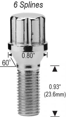 Spline Lug Bolt 14x1.25 Thread 24MM Shank