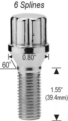 Spline Lug Bolt 14x1.50 Thread 40MM Shank