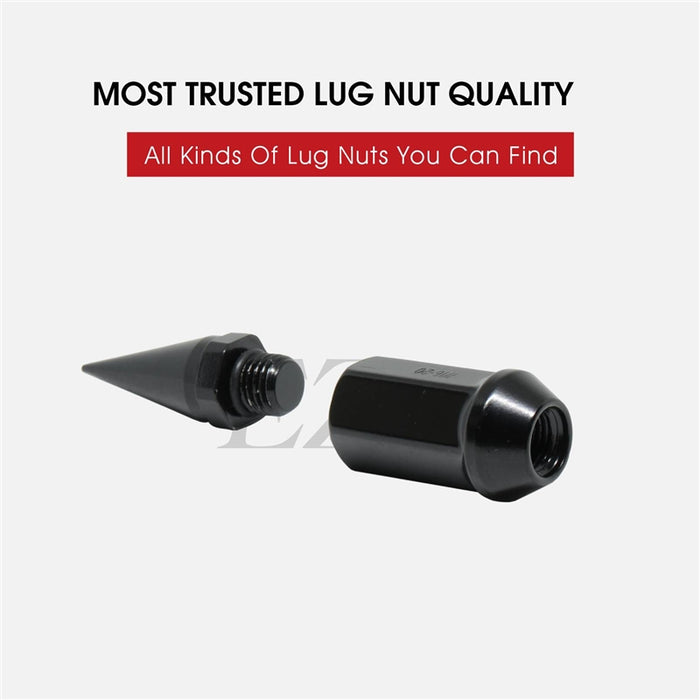 Spike Lug Nuts 28 Pc Kit 12x1.75 Black