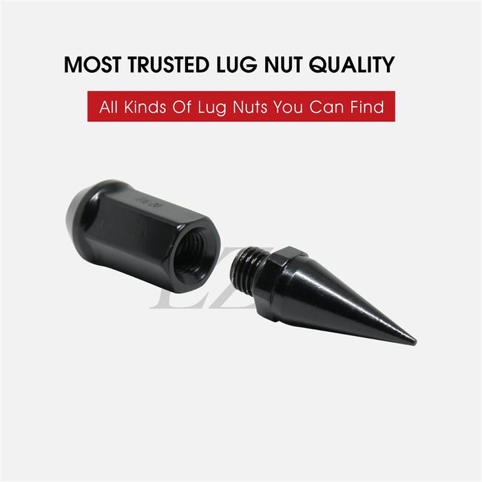 Spike Lug Nuts 32 Pc Installation Kit 14x2.0 Black