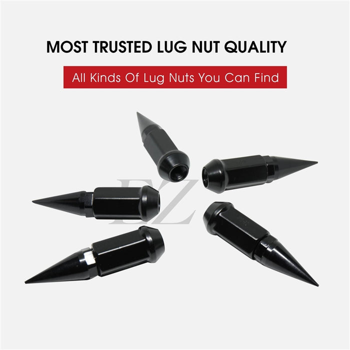 Spike Lug Nuts 32 Pc Installation Kit 9/16" Black