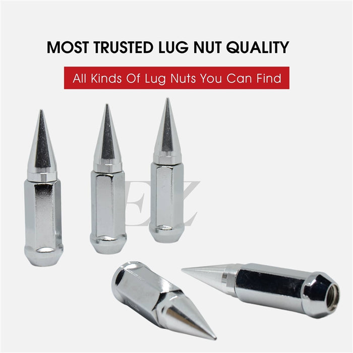 Spike Lug Nuts 32 Pc Installation Kit 14x1.5 Chrome