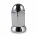 Silver M14x1.5 dualie acorn lug nut with a domed closed top and fitted base washer.