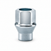 Silver M12x1.5 open-end ET lug nut with a hex body, conical seat and cylindrical extension.