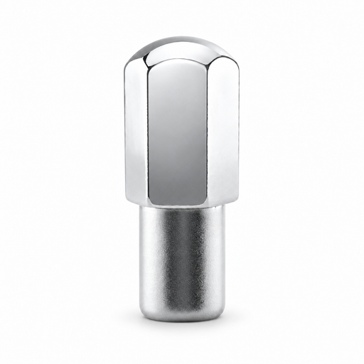 Silver M14x1.5 dome XL duplex mag lug nut with a tall hex body and straight cylindrical shank.