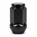 Black 9/16-inch long bulge acorn lug nut, 1.75 inches long, with a closed cap and tapered seat.