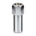 Silver M14x1.5 Cragar SST open-end mag lug nut with a visible threaded opening and cylindrical shank.