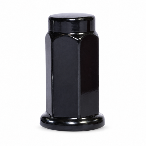 Black 3/8-24 ATV flat-seat lug nut with a closed cap and circular base flange.