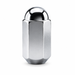Silver 9/16-inch dualie acorn lug nut with a rounded closed cap and tapered seat.