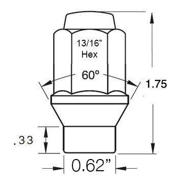 Black Long ET Conical Bulge Lug Nuts 14x1.5