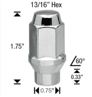 Long ET Conical Bulge Lug Nuts 9/16" Thread