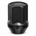Black M14x1.5 duplex bulge acorn lug nut for Dodge Charger, with a 7/8" hex and broad shoulder.