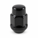 Black M14x1.5 bulge acorn lug nut with a closed rounded cap and tapered base.