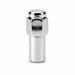 Silver M12x1.5 long Cragar-style mag lug nut with a closed cap and extended cylindrical shank.
