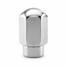Silver M12x1.25 dome short mag lug nut with a domed closed top and short straight shank.