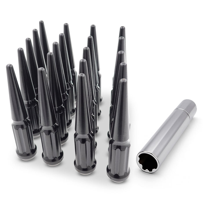 Spline Spike Lug Nuts 20 Pc Kit 1/2" Black