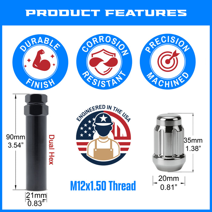 Spline Drive Tuner Lug Nuts 12x1.50