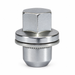 Silver M16x1.5 lug nut for Land Rover with a closed 27 mm hex head, fitted washer and cylindrical shank.