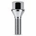 Silver M12x1.25 lug bolt with conical seat, 24 mm shank and 19 mm hex head.