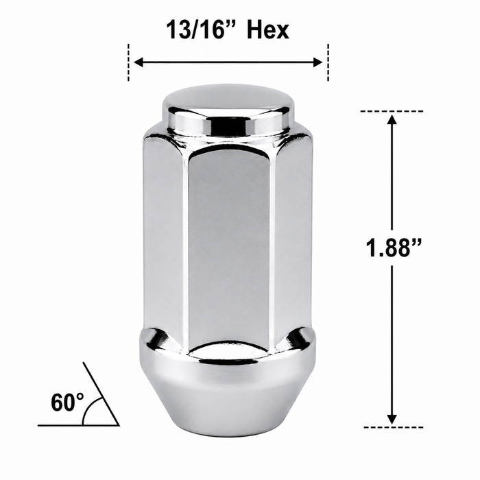 Long Bulge Acorn 5/8" Lug Nuts - Through Hardened