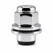 Silver 1/2-inch mag lug nut for Toyota and Lexus with a closed cap, hex body and attached washer.