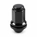 Black long OEM-style mag lug nut for Toyota and Lexus, with a closed cap and attached washer.