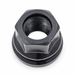 Dark gray 1/2-inch lug nut for Ford with an open threaded center, hex body and broad attached washer.
