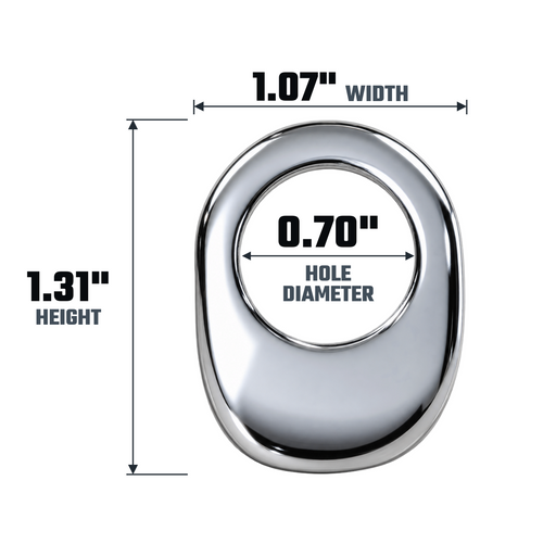 Keystone-style offset lug nut washer diagram: 1.31-inch outer height, 1.07-inch outer width and 0.70-inch hole diameter.