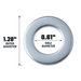 Dualie mag lug nut washer diagram: 1.28-inch outer diameter and 0.81-inch hole diameter.