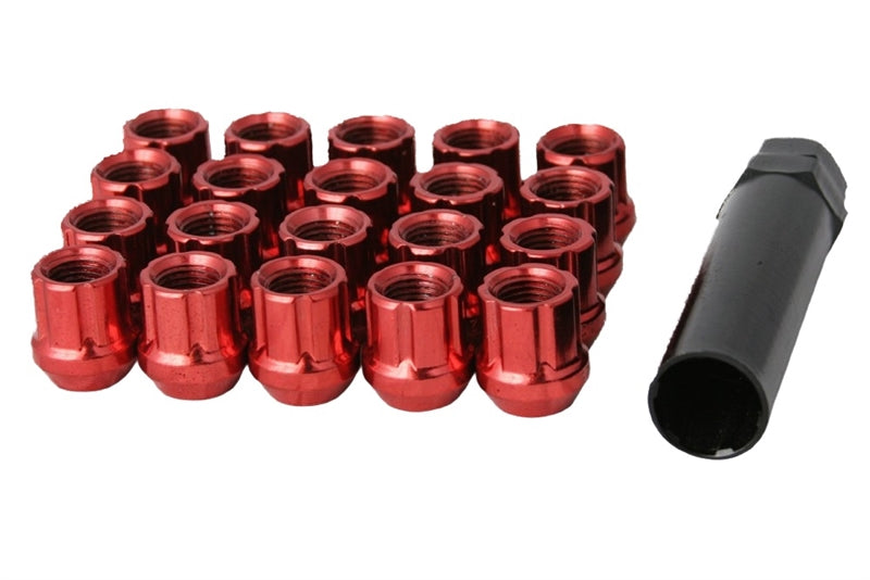 BLOX Racing 12-Sided P17 Tuner Lug Nuts 12x1.25 - Red Steel - Set of 20