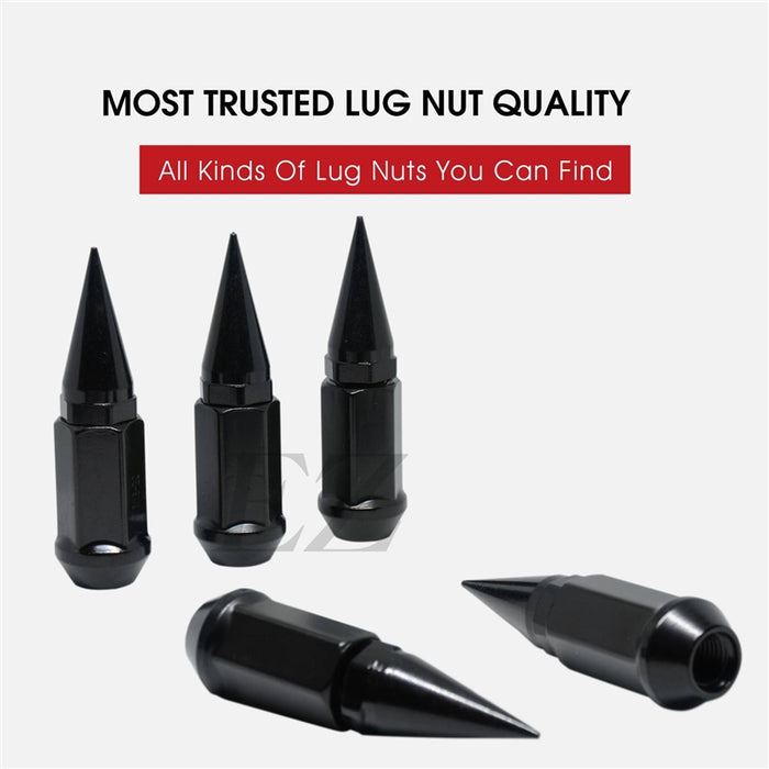 thumbnail image 2 of CTM 20-Piece Black Spline Spike Lug Nut Set – M12x1.5, 4.5" Tall, Cone Seat, With Key – Fits Hyundai, Kia, Jaguar 2 of 5