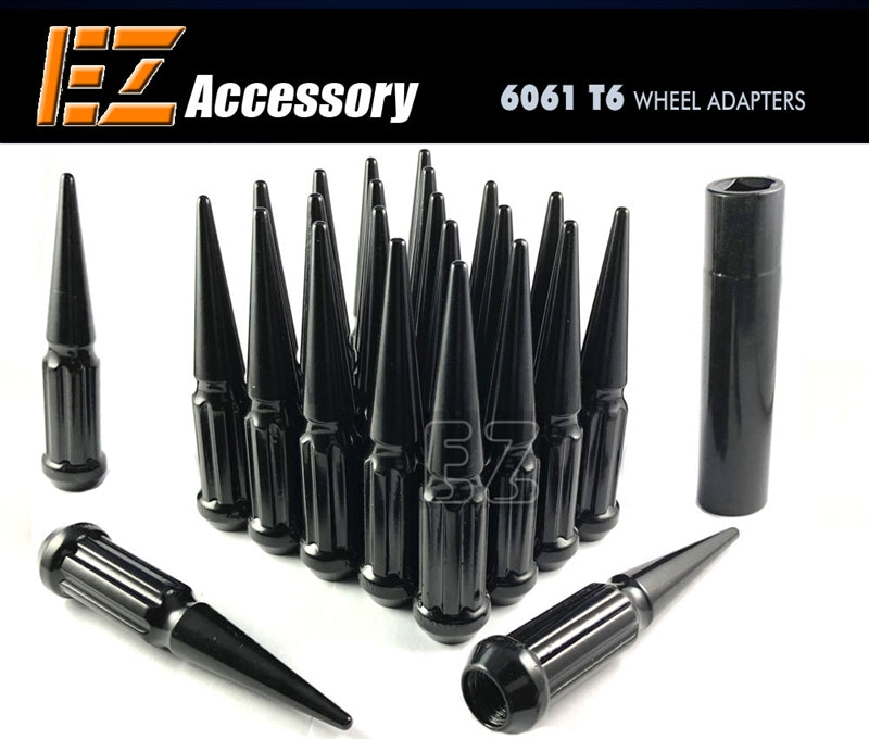 Spline Spike Lug Nuts 20 Pc Kit 7/16" Black