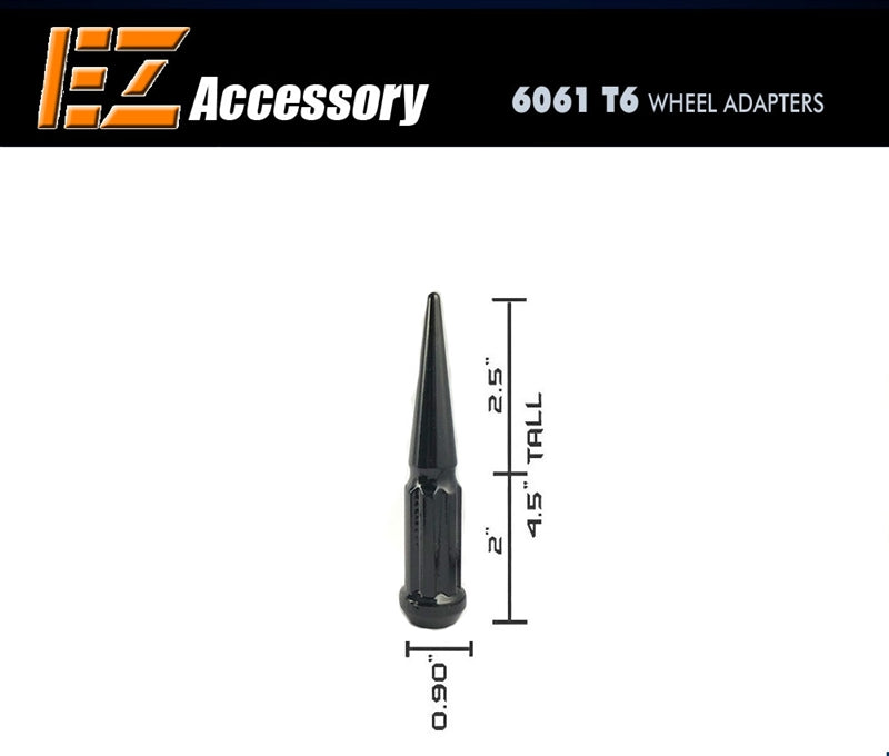 Spline Spike Lug Nuts 24 Pc Kit 12x1.5 Black
